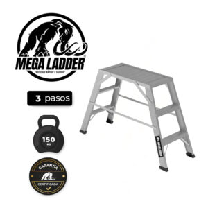 Escalera Mini Plataforma de Aluminio 3 pasos C/Carga 150Kg MegaLadder