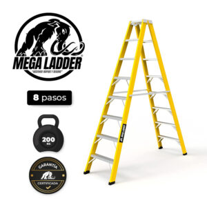 Escalera D/Acceso en Fibra de Vidrio 8 pasos, Carga 200Kg Mega Ladder