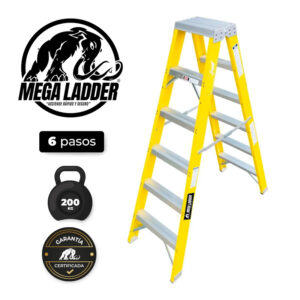 Escalera D/Acceso en Fibra de Vidrio 6 pasos, Carga 200Kg Mega Ladder