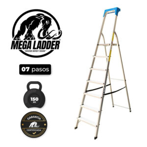Escalera Banqueta de Aluminio 7 pasos Cap Carga 150Kg Mega Ladder