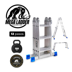 Escalera Articulada en Aluminio 12 pasos Cap Carga 150Kg Mega Ladder